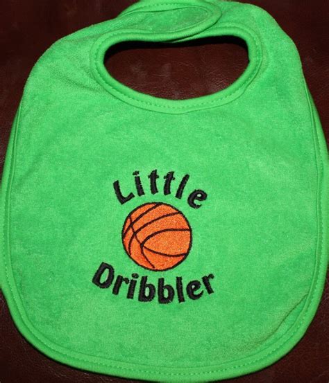 Embroidered Baby Bib Little Dribbler Basketball-Green Blue | Etsy