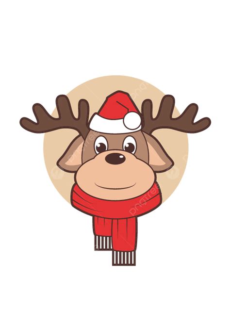 Cartoon Image Christmas Elk Santa Hat Scarf Cartoon Ai Elk Png And