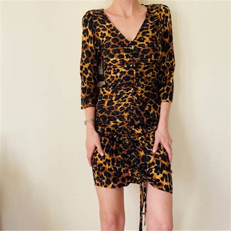 Zara Dresses Nwt Zara Leopard Print Ruched Mini Dress Poshmark