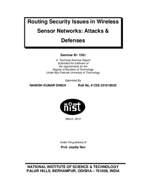 Pdf Routing Security Issues In Wireless Sensor Networks Attacks