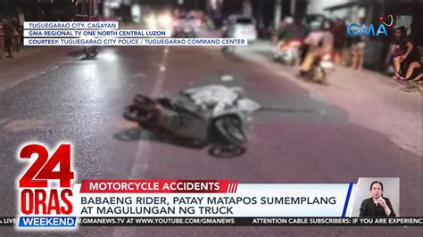 Babaeng Rider Nagulungan Ng Truck Banggaan Ng Motorsiklo Oras