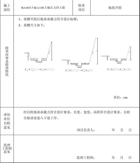 D9 挡土墙地基开挖 隐蔽工程检查验收记录文档之家