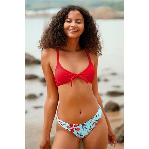 Femme Bikini Triangle à Nœud Ensemble Bikini Dos Croisé Taille Basse