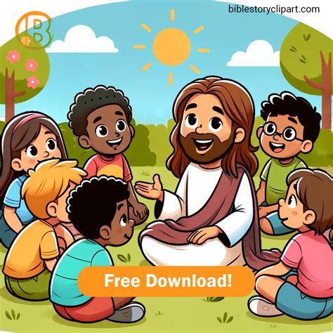 Jesus Christ Surrounded By Children - Bible Story Clipart