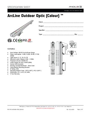 Fillable Online Arcline Outdoor Optic Colour Anolis Lighting Fax