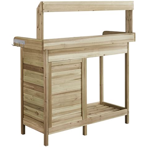 Smilemart Light Green Fir Wood And Metal Potting Bench