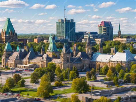 Premium AI Image | The Downtown Ottawa city skyline cityscape of Ontario Canada at sunrise