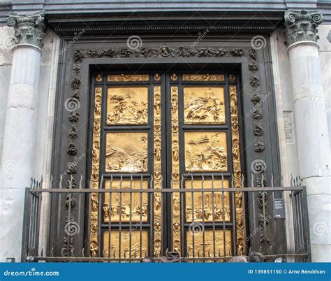 Golden Doors Of The Florence Baptistery Stock Photo Image Of Sunny