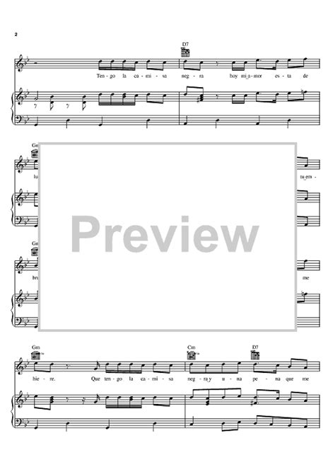 La Camisa Negra" Sheet Music by Juanes for Piano/Vocal/Chords - Sheet Music Now