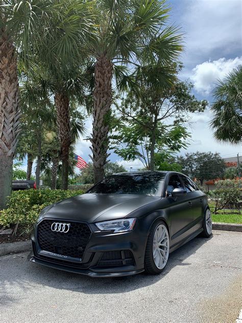 Audi A3 8V Black With Zito ZF01 Aftermarket Wheels Wheel Front