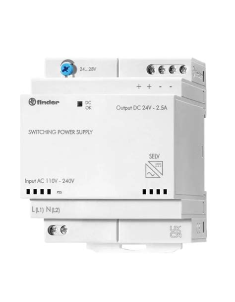 Fuente de alimentación conmutada Finder 24VDC 60W 2 5A modular