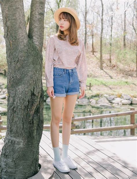 Stylenanda Cuffed Thigh Length Denim Shorts Latest Korean Fashion