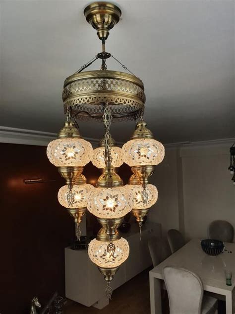 FREE SHIP 7 Globes Turkish Moroccan Mosaic Hanging Ceiling Lantern Lamp