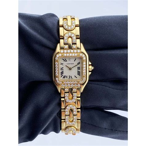 Pre Owned Cartier Panthere Quartz Diamond Ladies Watch 1280 2 Pre