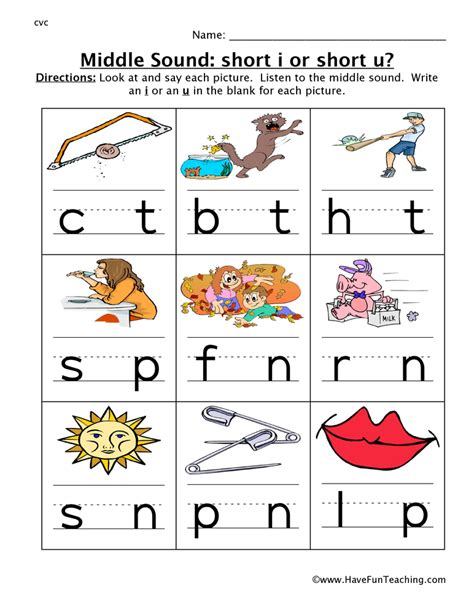 Cvc Words Middle Sounds Worksheets Pdf Worksheets Library