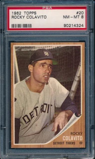 1962 TOPPS BASEBALL Rocky Colavito 20 PSA 8 TIGRI QUASI NUOVO MT SET