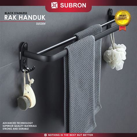 Jual SUBRON SUS304 Rak Handuk Hitam Doff Elegant Mewah 60cm 2 Baris