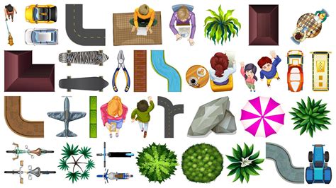 Set Of Aerial View House Decoration Elements 1371843 Vector Art At Vecteezy