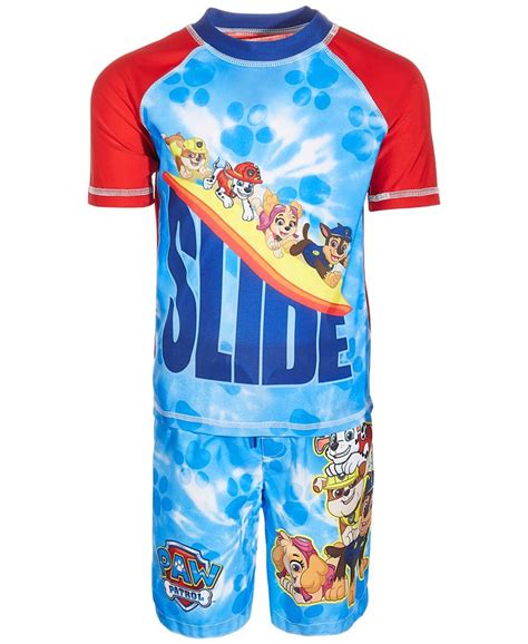 Dreamwave Toddler Boys 2 Pc Paw Patrol Rash Guard And Swim Shorts Set