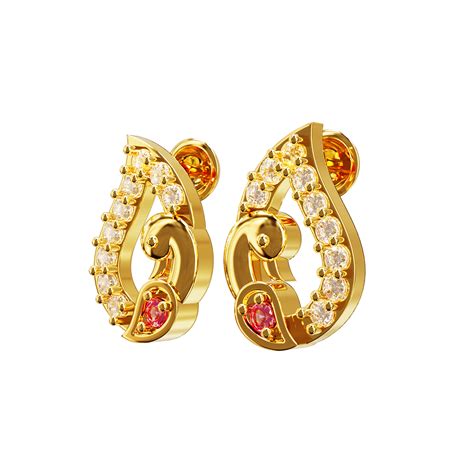 Stone Peacock Design Gold Stud 01 01 Spe Gold Chennai