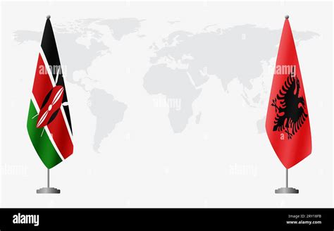 Kenya And Albania Flags For Official Meeting Against Background Of