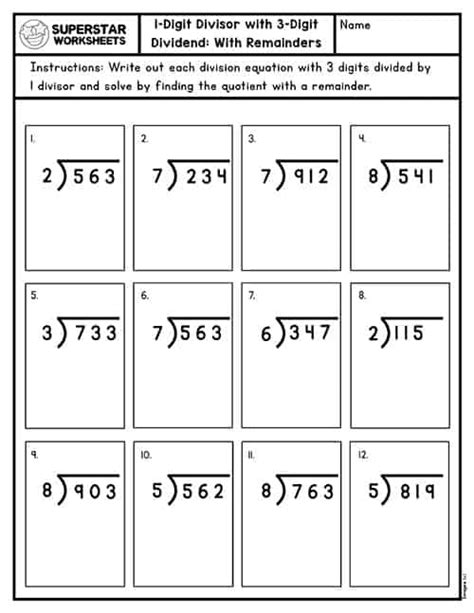 Division Worksheets Grade 4