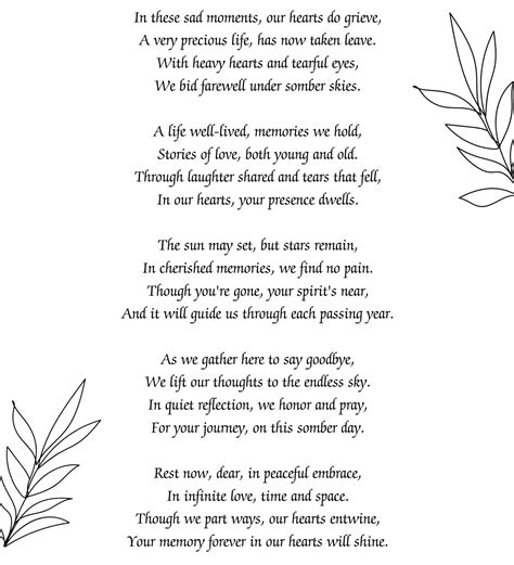 Uplifting Funeral Poem Short Poems For Funerals Memorial Poems To Read Obituary Poem Verse