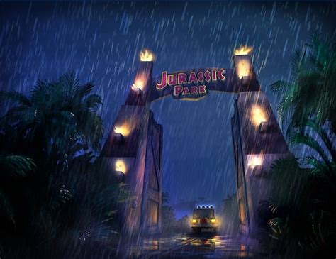 Jurassic Park Inspired Gate In The Storm Art Print Etsy