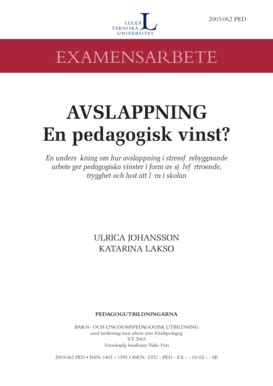 Fillable Online Pure Ltu Avslappning En Pedagogisk Vinst En Unders