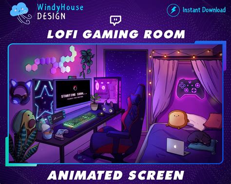 Animated Gaming Room Twitch Streaming Screens Cozy Bed Room Twitch