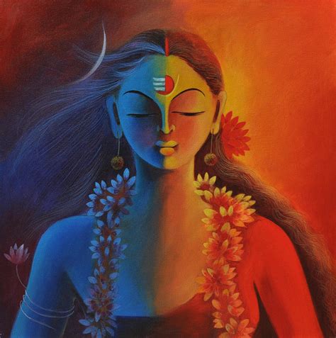 Shiva Parvati Abstract Painting