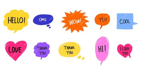 Premium Vector Hand Drawn Set Of Speech Bubbles With Dialog Words