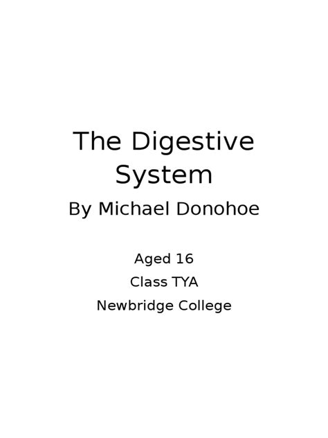 Science Project Digestive System Pdf Digestion Human Digestive