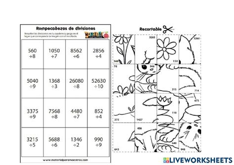 Ejercicio de Rompecabezas con divisiones División Problemas de