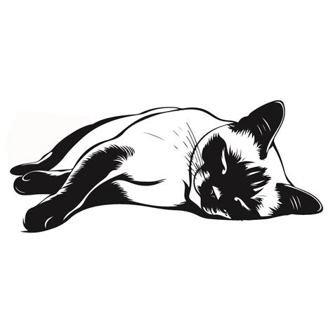 Free Sleeping Siamese Cat SVG Black And White SVG Vector File For