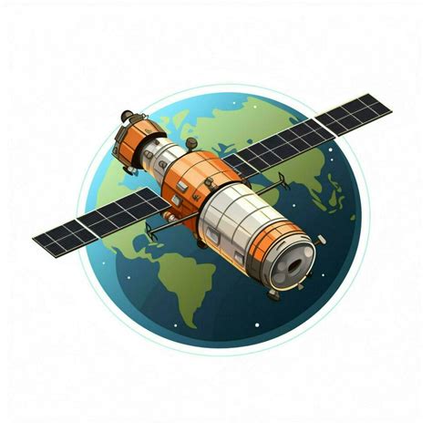 Satellite 2d Cartoon Vector Illustration On White Backgrou 30692304