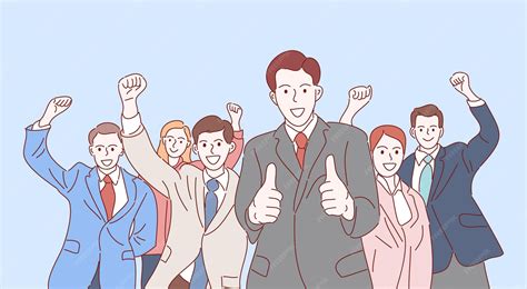 premium vector business team   happy hand drawn style vector