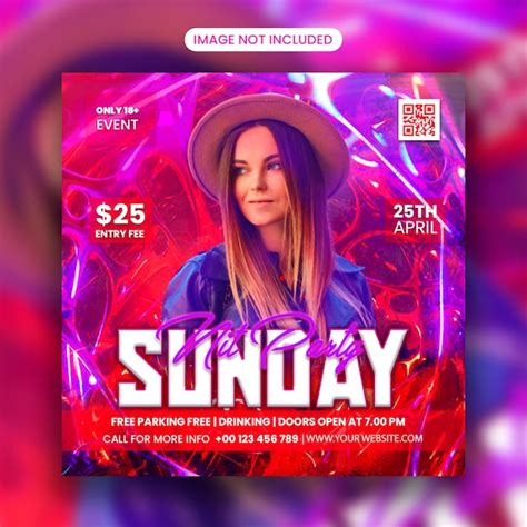 Sunday Night Dj Club Party Flyer Publicaci N En Redes Sociales Y Banner