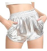 Amazon PESION Women S Metallic Shiny Shorts Sparkly Rave Hot Short Pants Clothing Shoes