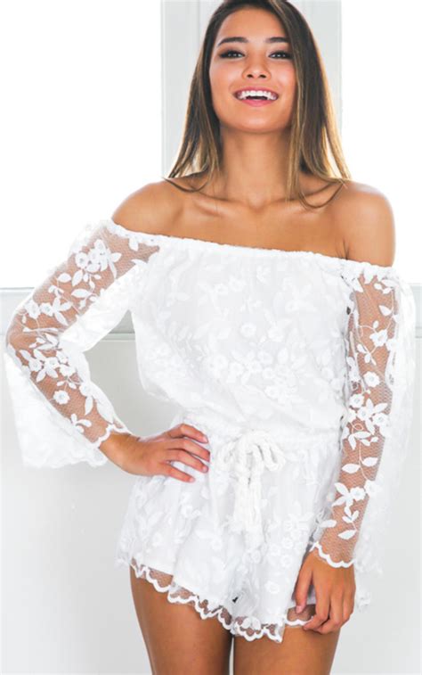 Rule Breaker Playsuit In White Lace Showpo