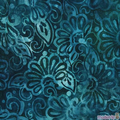 Dark Green Robert Kaufman Flower Batik Fabric ModeS4u