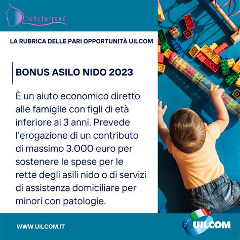 PARI OPPORTUNITÀ UILCOM SAI CHE PUOI BONUS ASILO NIDO 2023 UILCOM