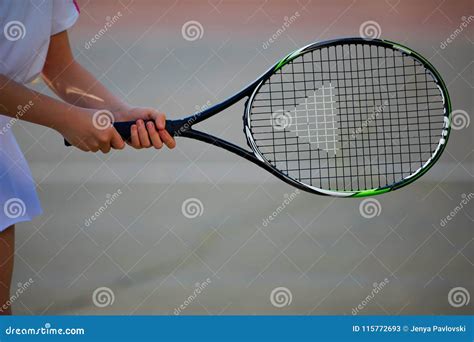 Female Athlete Holding Tennis Racket Stock Image Image Of Activity