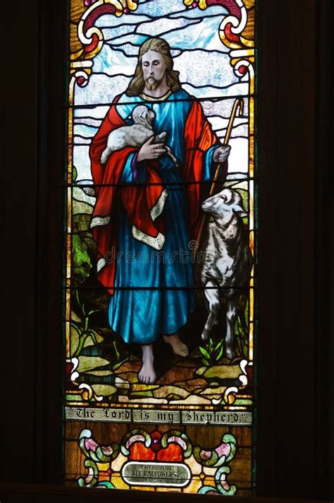 Stained Glass Window The Lord Is My Shepherd Stock Image Image Of