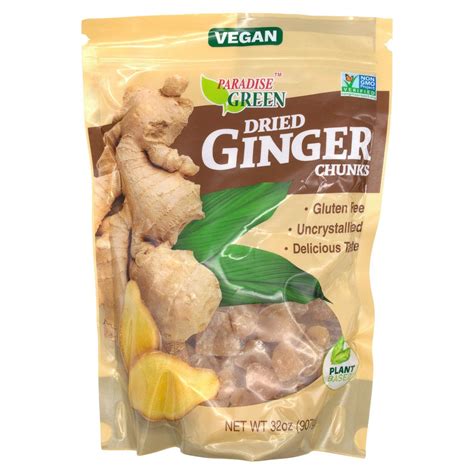 Paradise Green Dried Ginger Chunks — Snackathon Foods