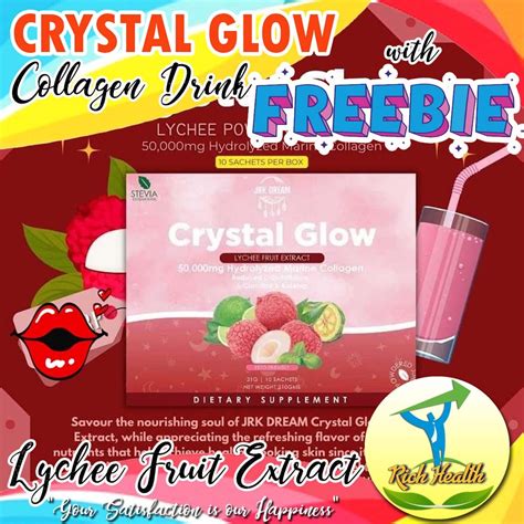 Crystal Glow Collagen Drink 50 000mg Lychee Fruit Extract 10sachets By