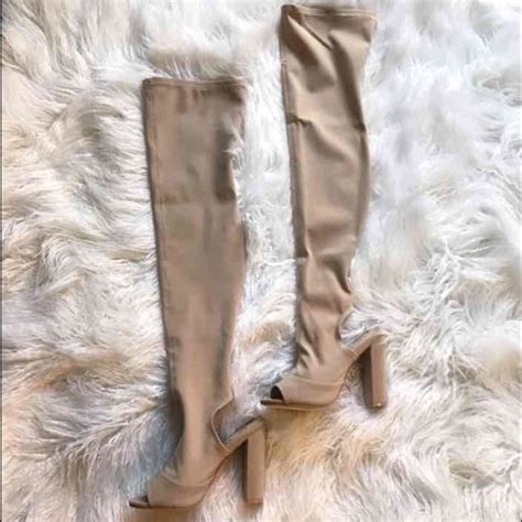 Shoes Nude Peep Toe Over The Knee Boots Poshmark