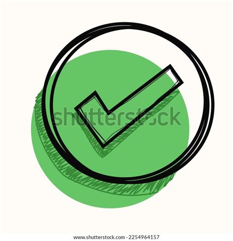 Circle Check Mark Icon Hand Drawn Stock Vector (Royalty Free ...