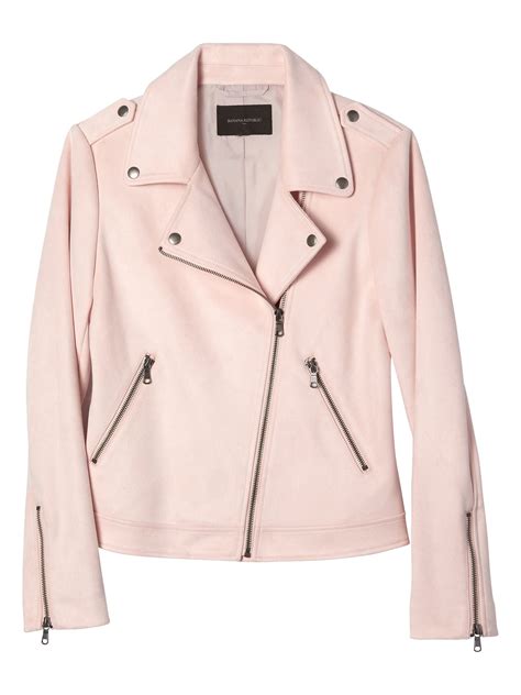 Vegan Suede Moto Jacket | Banana Republic Factory | Pink moto jacket ...