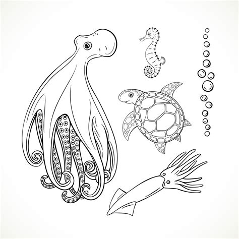 Hand-drawn sea Life Clipart,svg Sea Animals Clipart,png Ocean Life ...